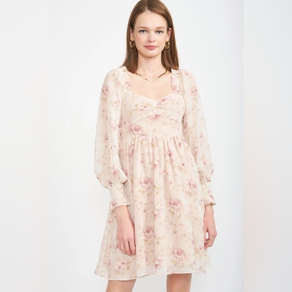 En Saison Kika Babydoll Dress in Pink Floral - Picture 1 of 5